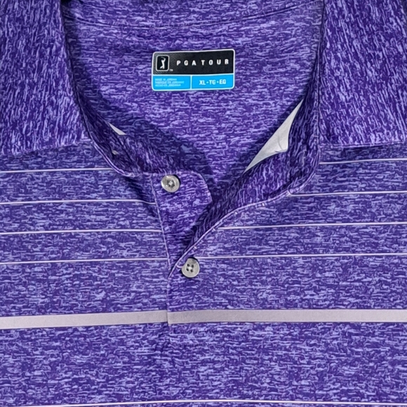 PGA Tour Purple Polo Shirt with Stripes Mens XL #150 - Picture 5 of 6